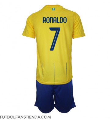 Al-Nassr Cristiano Ronaldo #7 Primera Equipación Niños 2023-24 Manga Corta (+ Pantalones cortos)